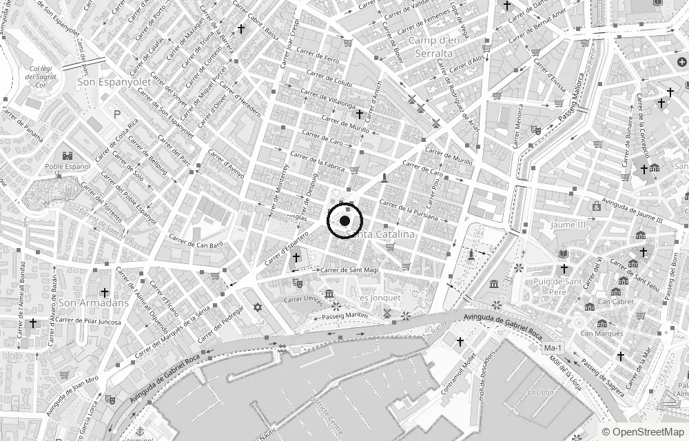 Map of Santa Catalina with the bakery marked at Plaça del Progrés 14